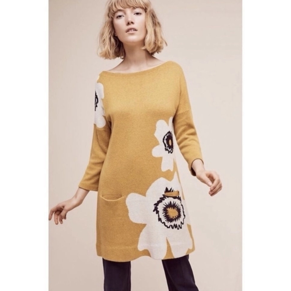 Anthro Field Flower Poppy Sweater Dress - Picture 1 of 8